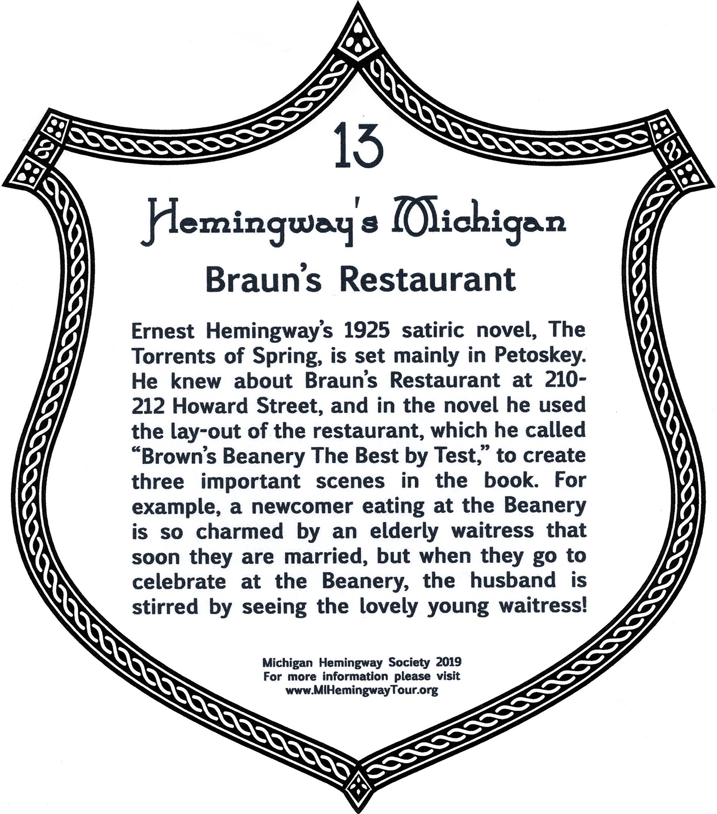 Site Plaque 13 at Brauns Restaurant Site Plaque 13 at Brauns Restaurant